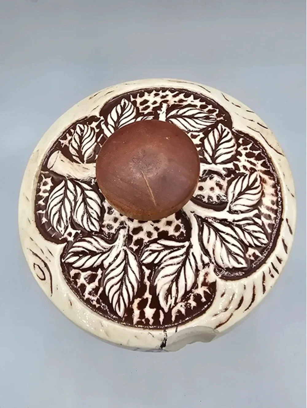 Vintage Treasure Craft ceramic faux-wood grain Coffee canister